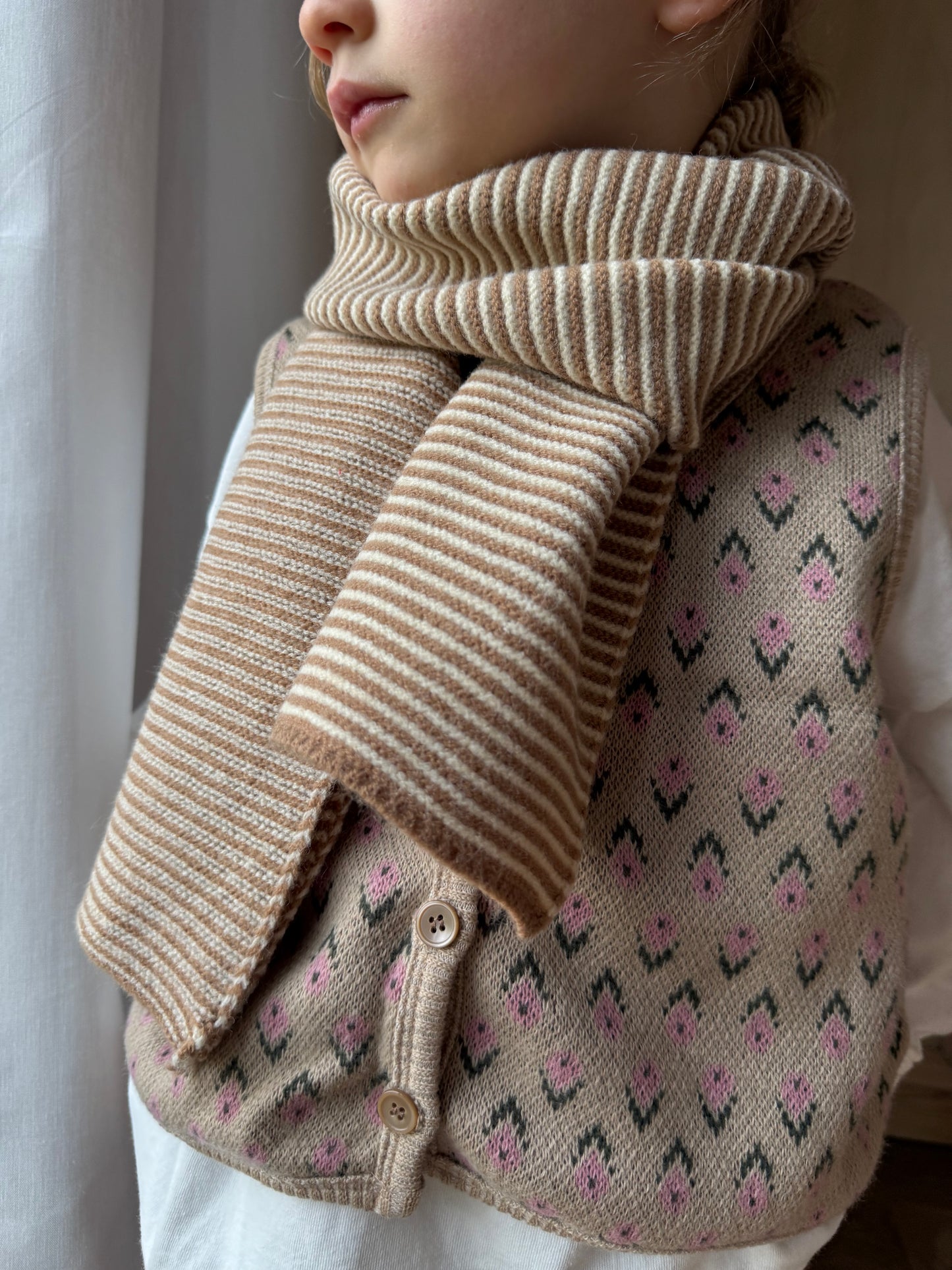 Striped scarf - creme