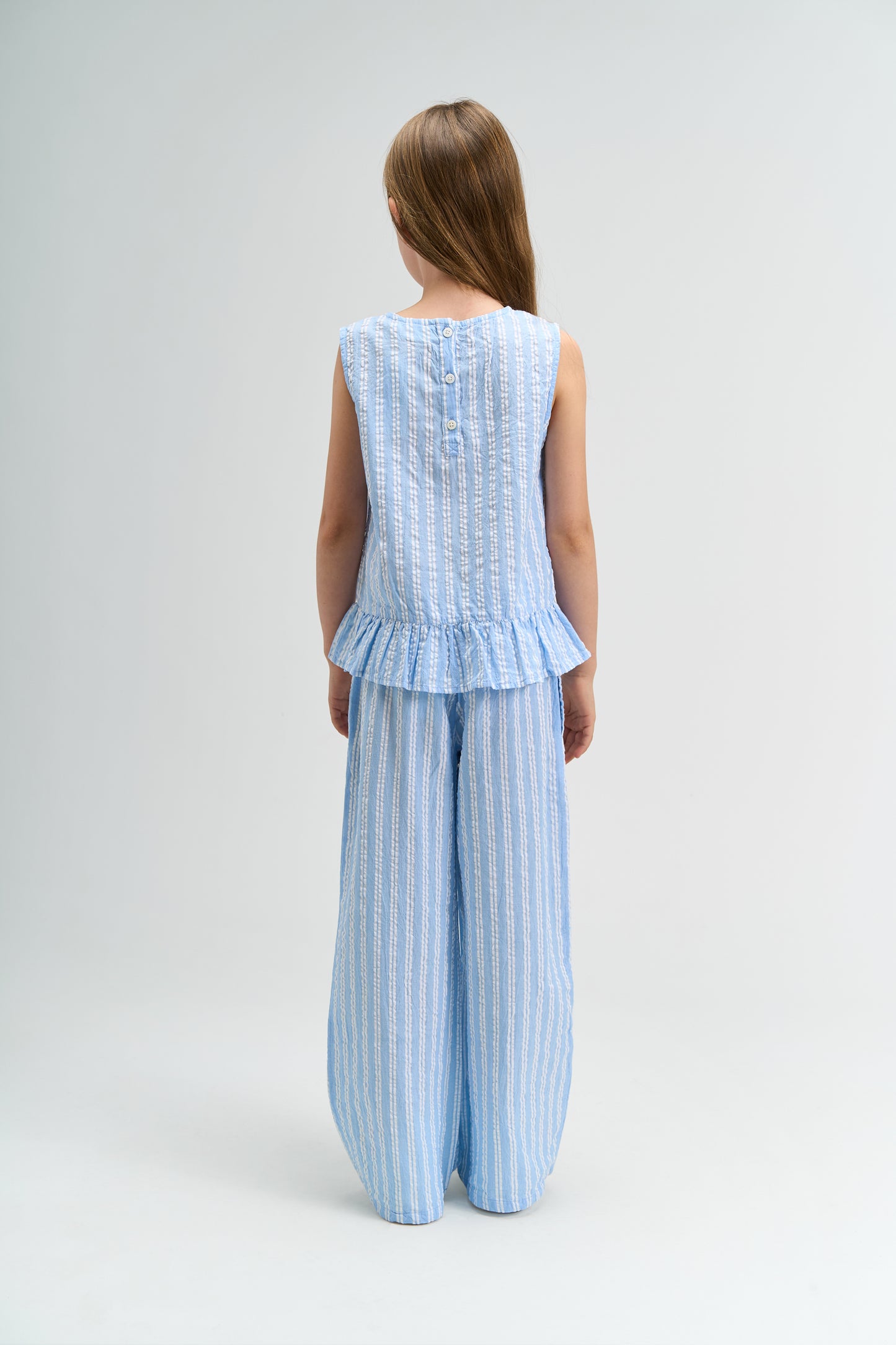 Blue striped wide pants