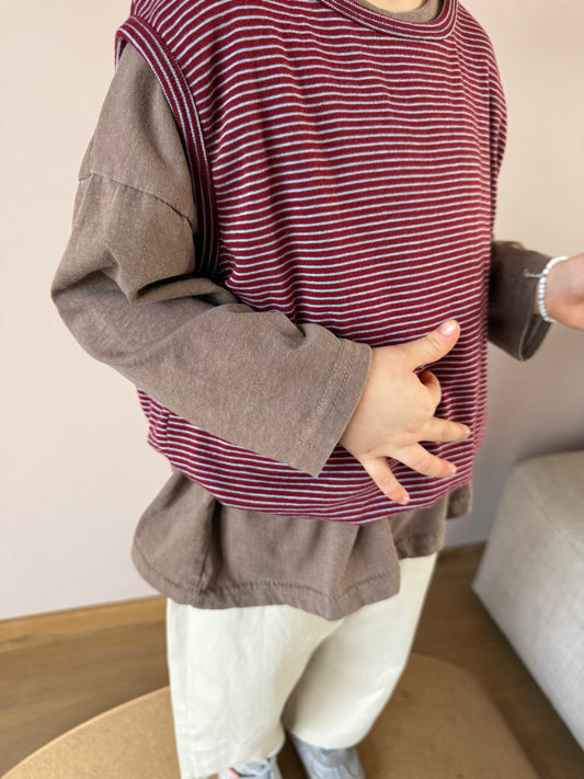 Burgundy striped top