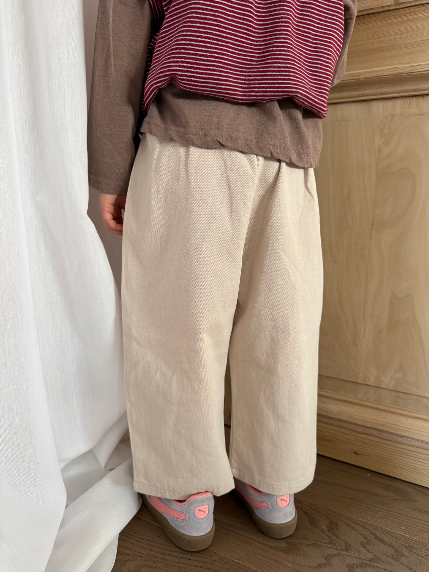 Wide fit beige pants