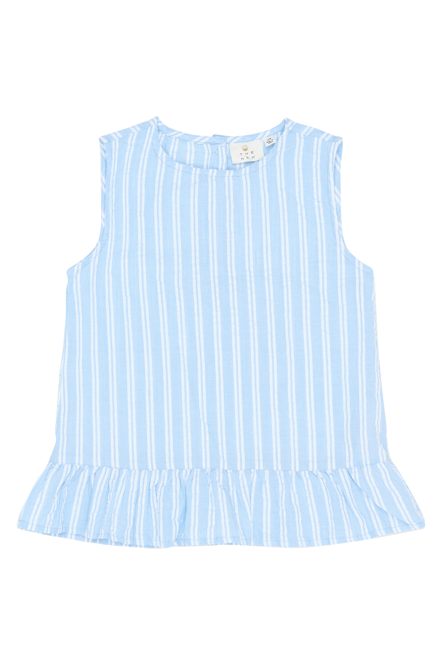 Blue striped peplum top