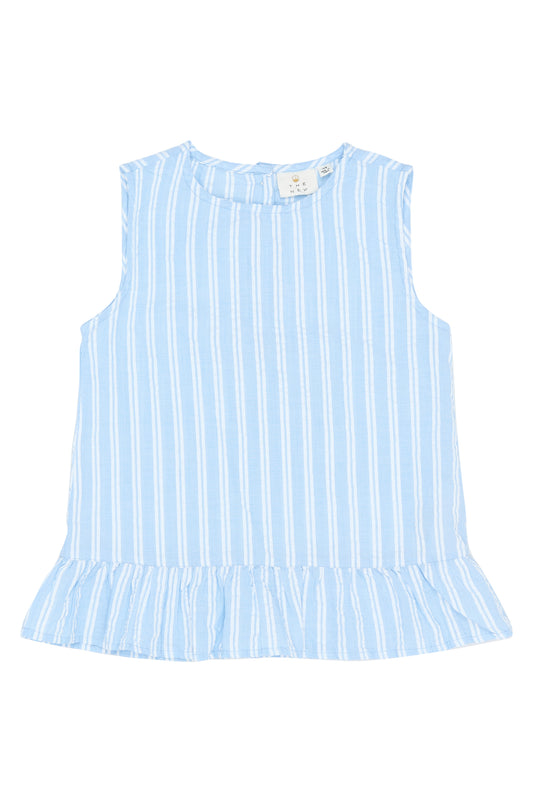 Blue striped peplum top