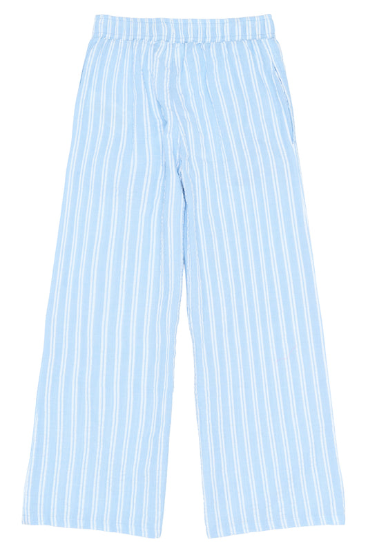 Blue striped wide pants